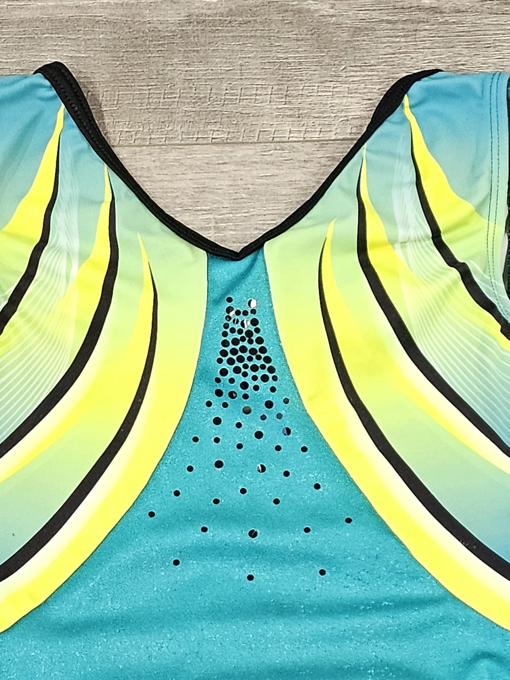 GK Elite Adult X-Small Blue Neon Gymnastics Leotard Rhinestone Competition Leo